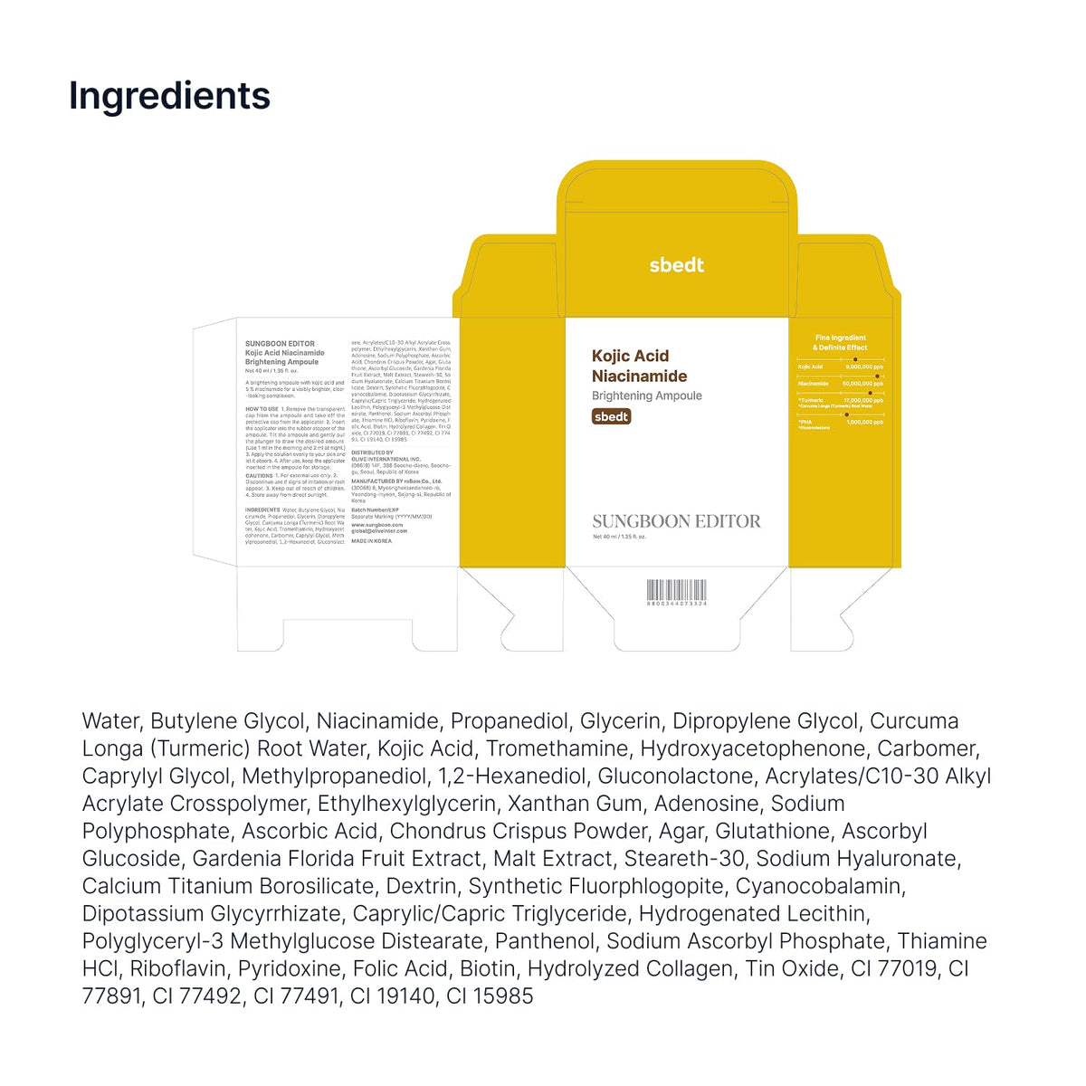 Kojic Acid Niacinamide Brightening Ampoule ingredient and product information