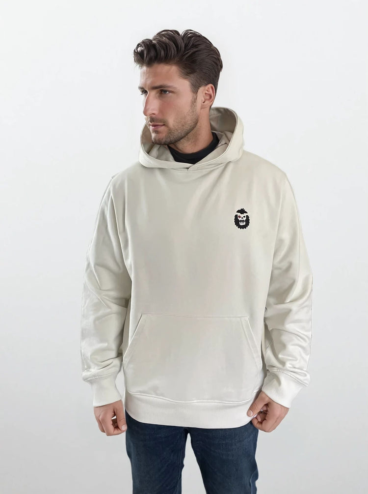 Man wearing Bigfoot 2099 hoodie featuring a unique Bigfoot design, ideal for fans of futuristic apparel.