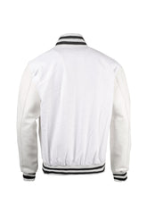 The Weeknd XO Varsity Jacket back view in white and black