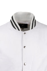 The Weeknd XO Varsity Jacket front collar and button detail