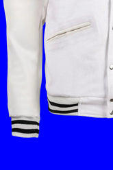 The Weeknd XO Varsity Jacket white and black front detail